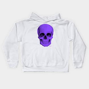 Purple Skull (On White Background) Kids Hoodie